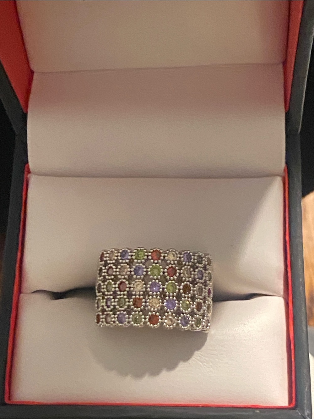 Multi-Color Crystal Wide Band Ring - Women Jewelry